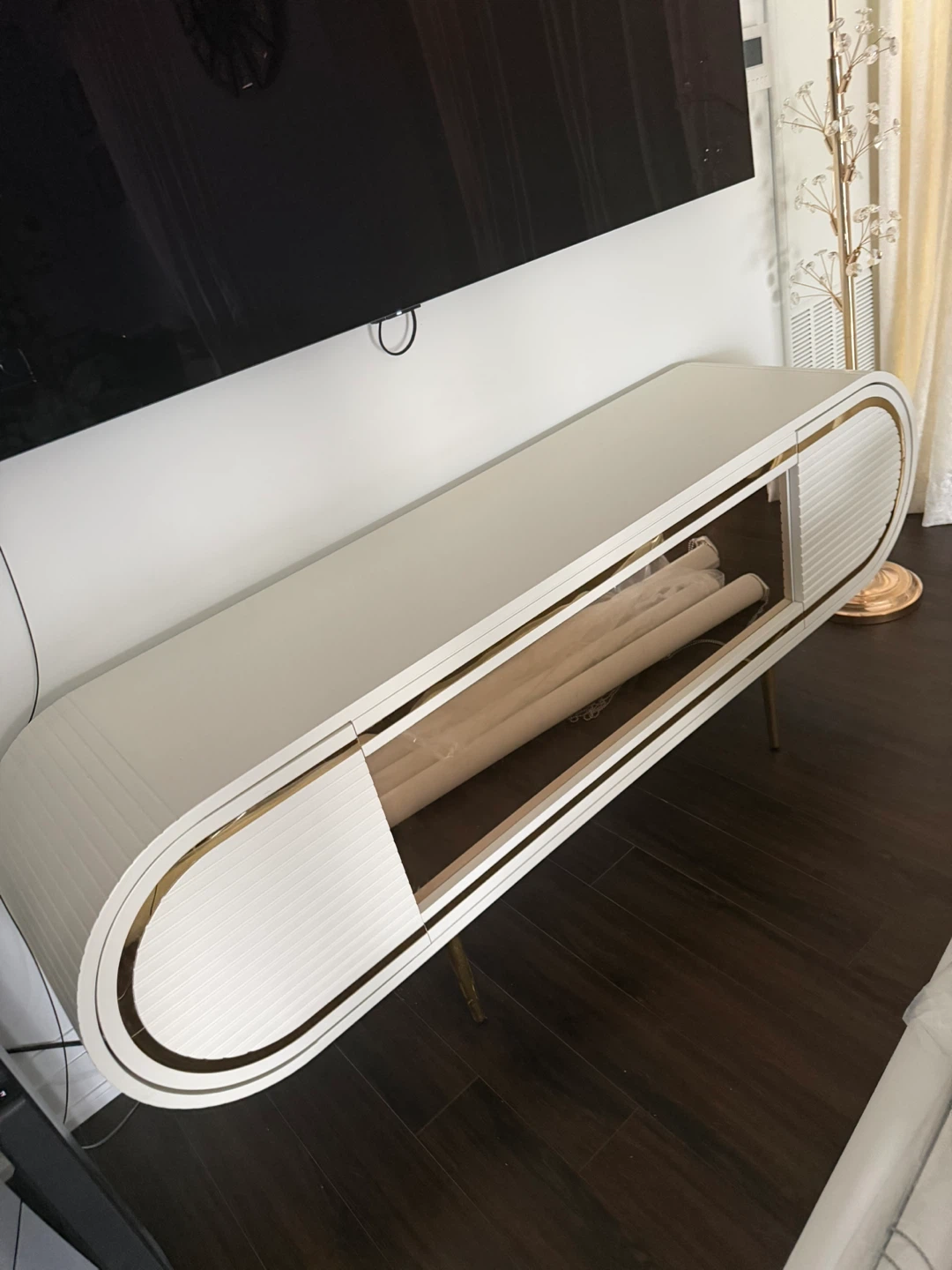 White and Gold Media Console