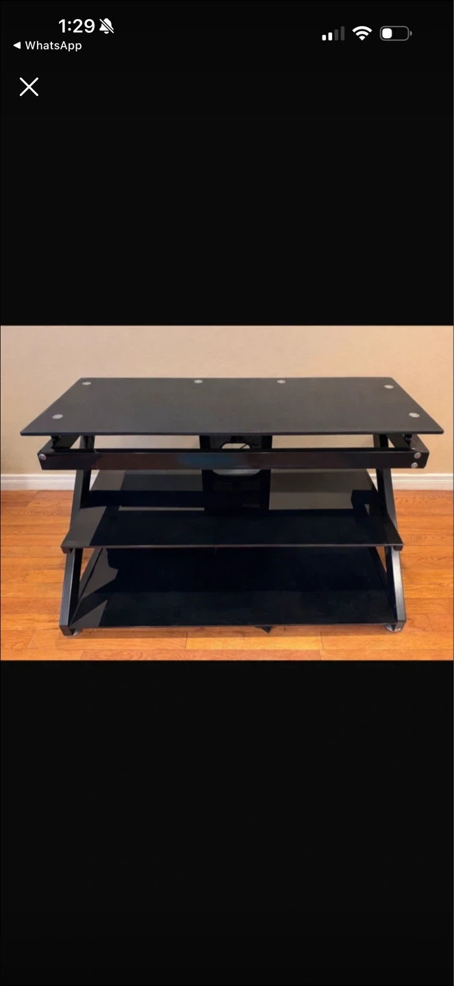 Black 3-Tier Glass TV Stand