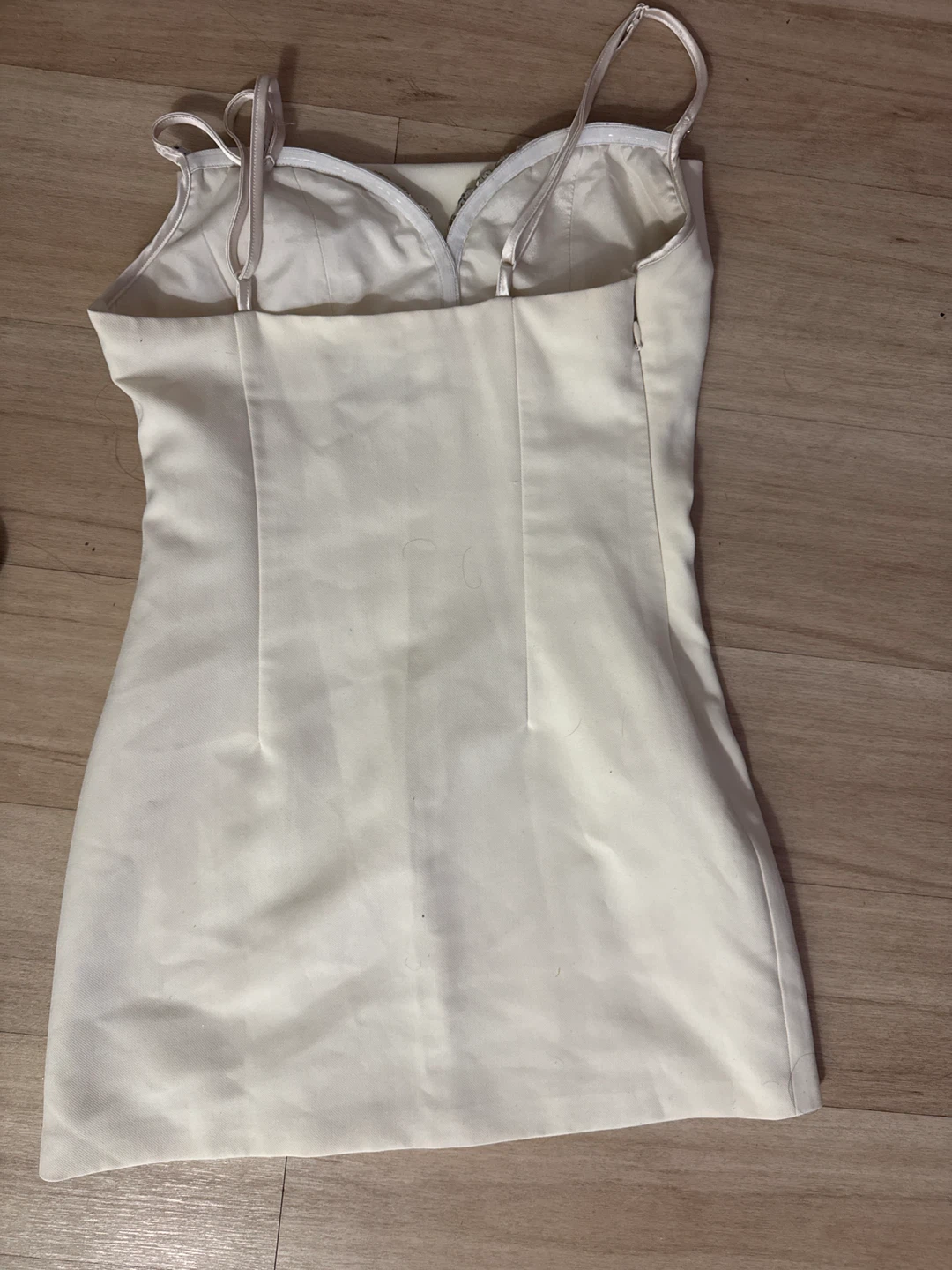 CHICYOU Cream Rhinestone & Pearl Embellished Slip Dress - photo 3