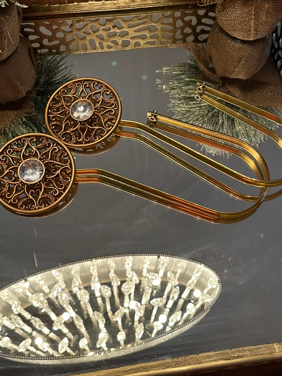 Gold Decorative Curtain Tiebacks and Hooks Set - photo 3