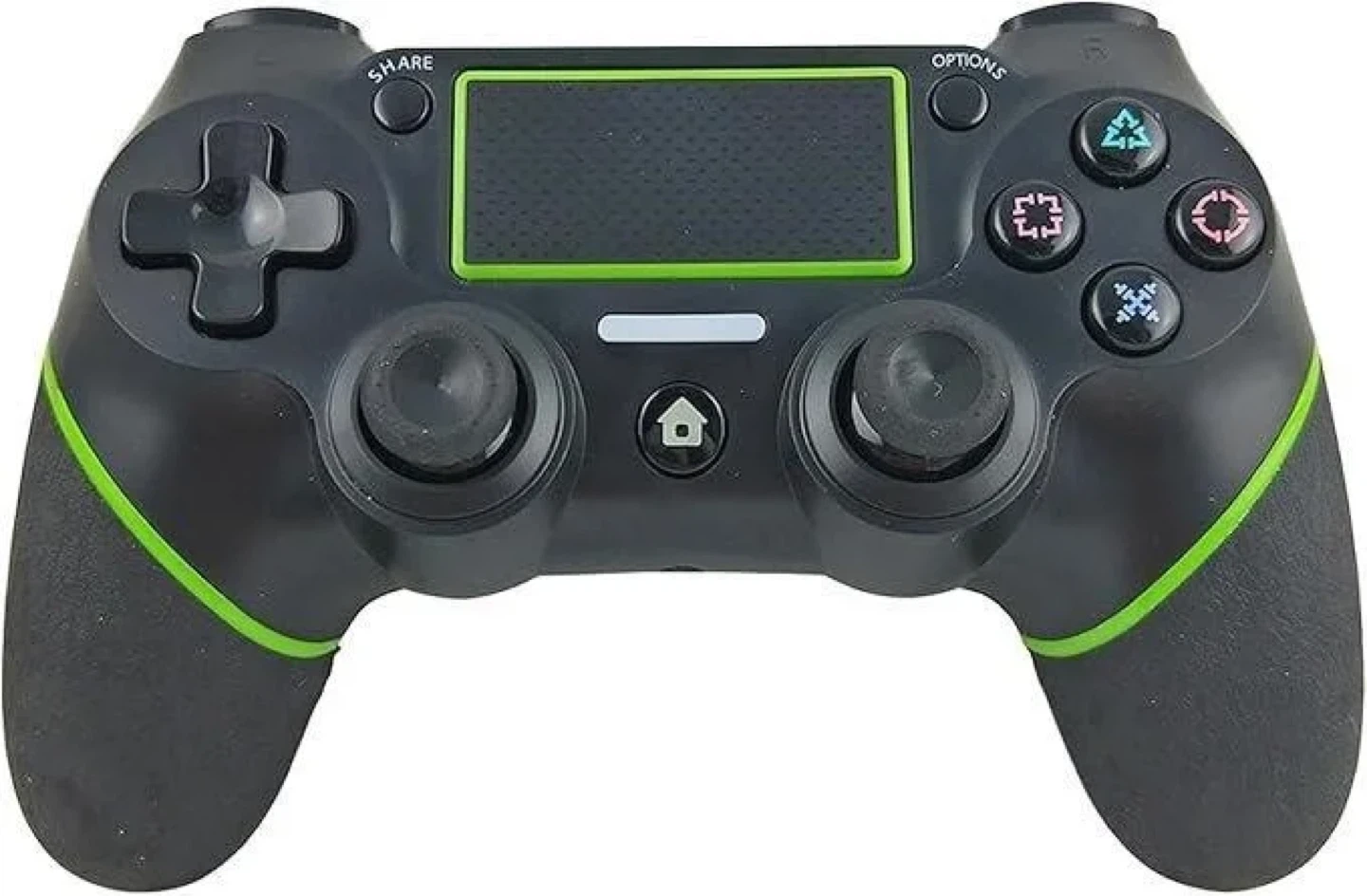 Black Wireless Game Controller with Green Accents