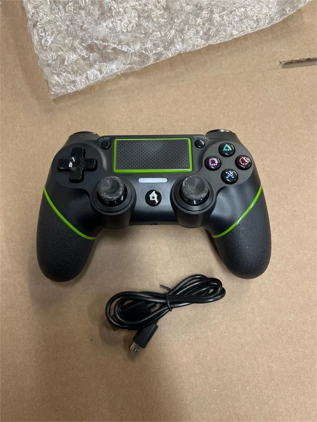 Black Wireless Game Controller with Green Accents - photo 4