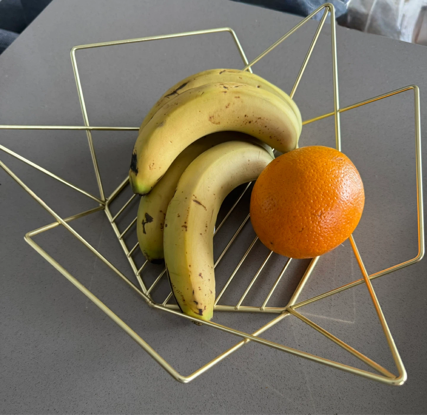 Gold Geometric Wire Fruit Bowl - Kitchen