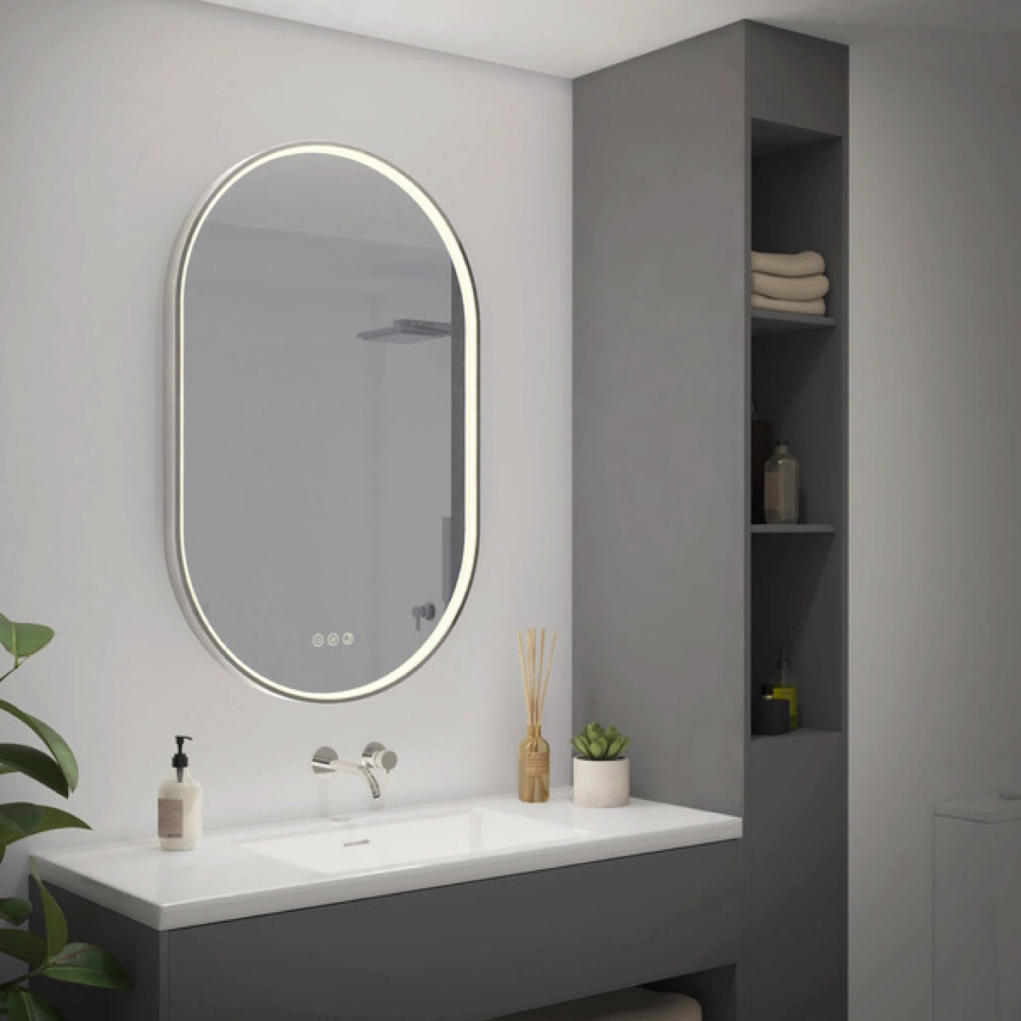 Artika Royce Oval LED Bathroom Mirror integrated defogger new