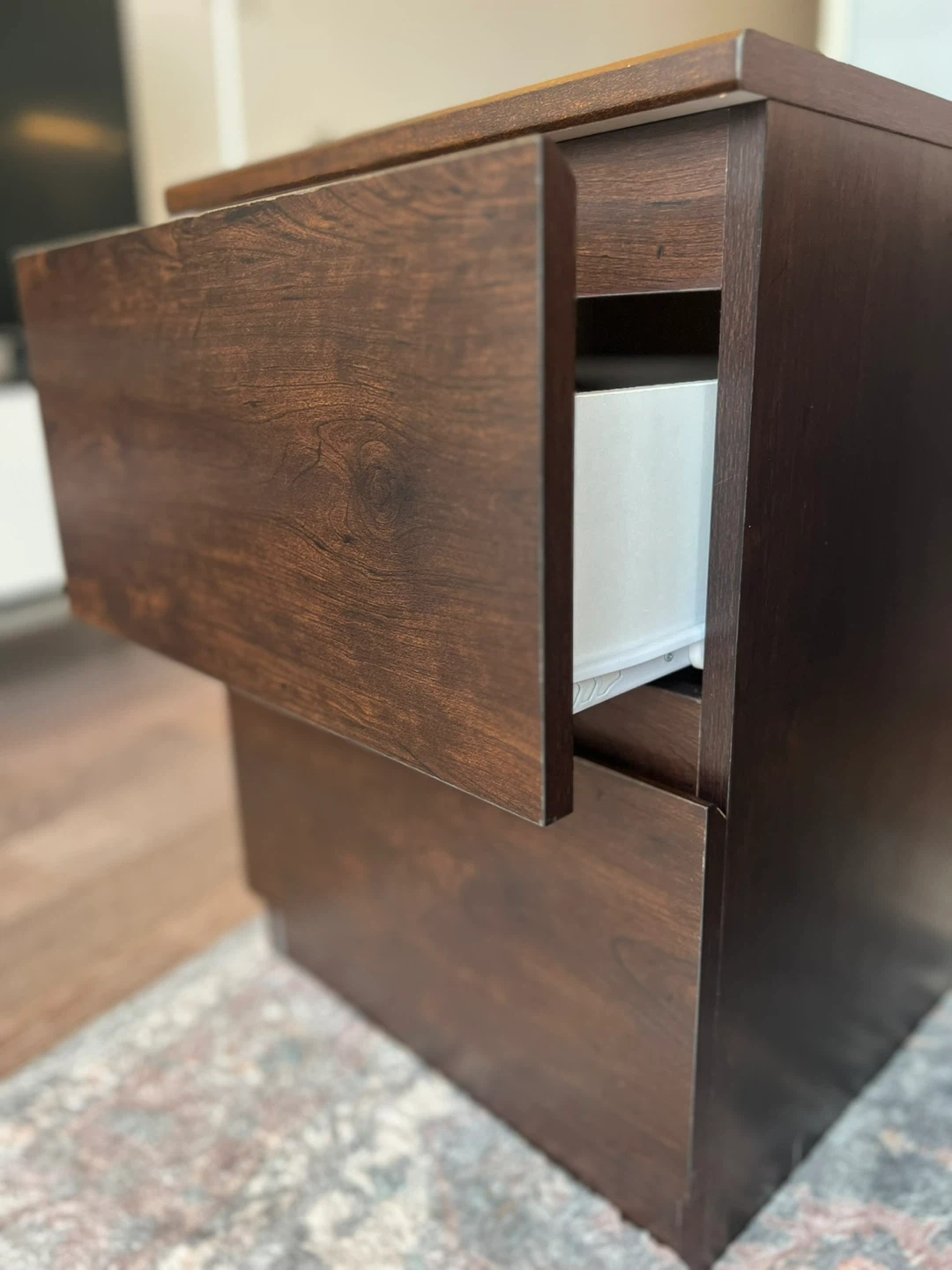 Dark Wood 2-Drawer Nightstand - photo 3