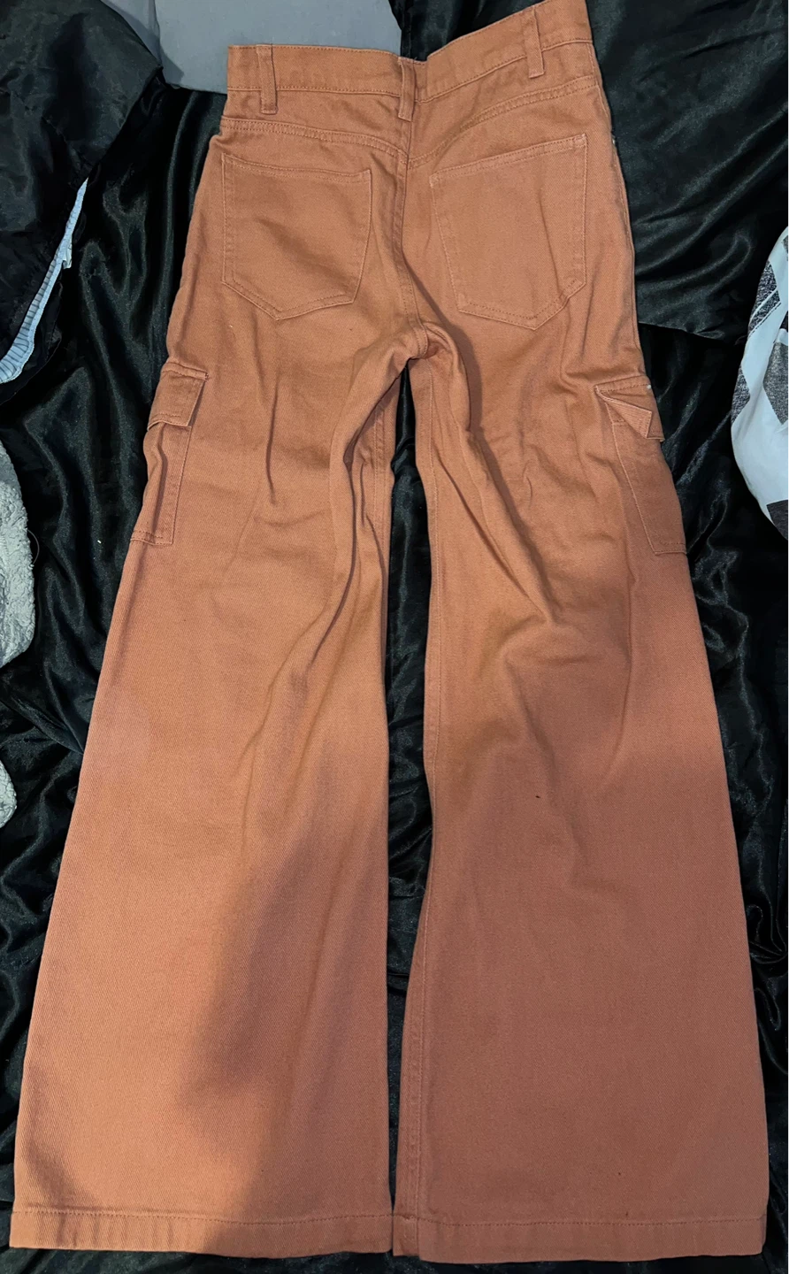 Orange Wide Leg Cargo Pants