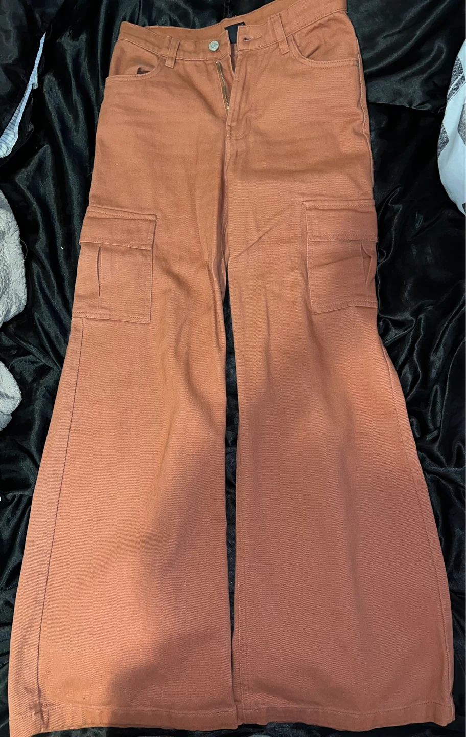 Orange Wide Leg Cargo Pants - photo 2