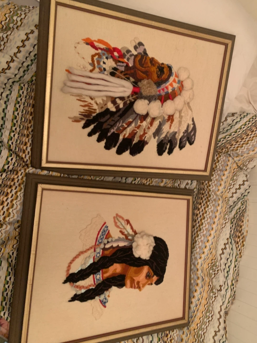 Framed Needlepoint Art - Native American Chiefs