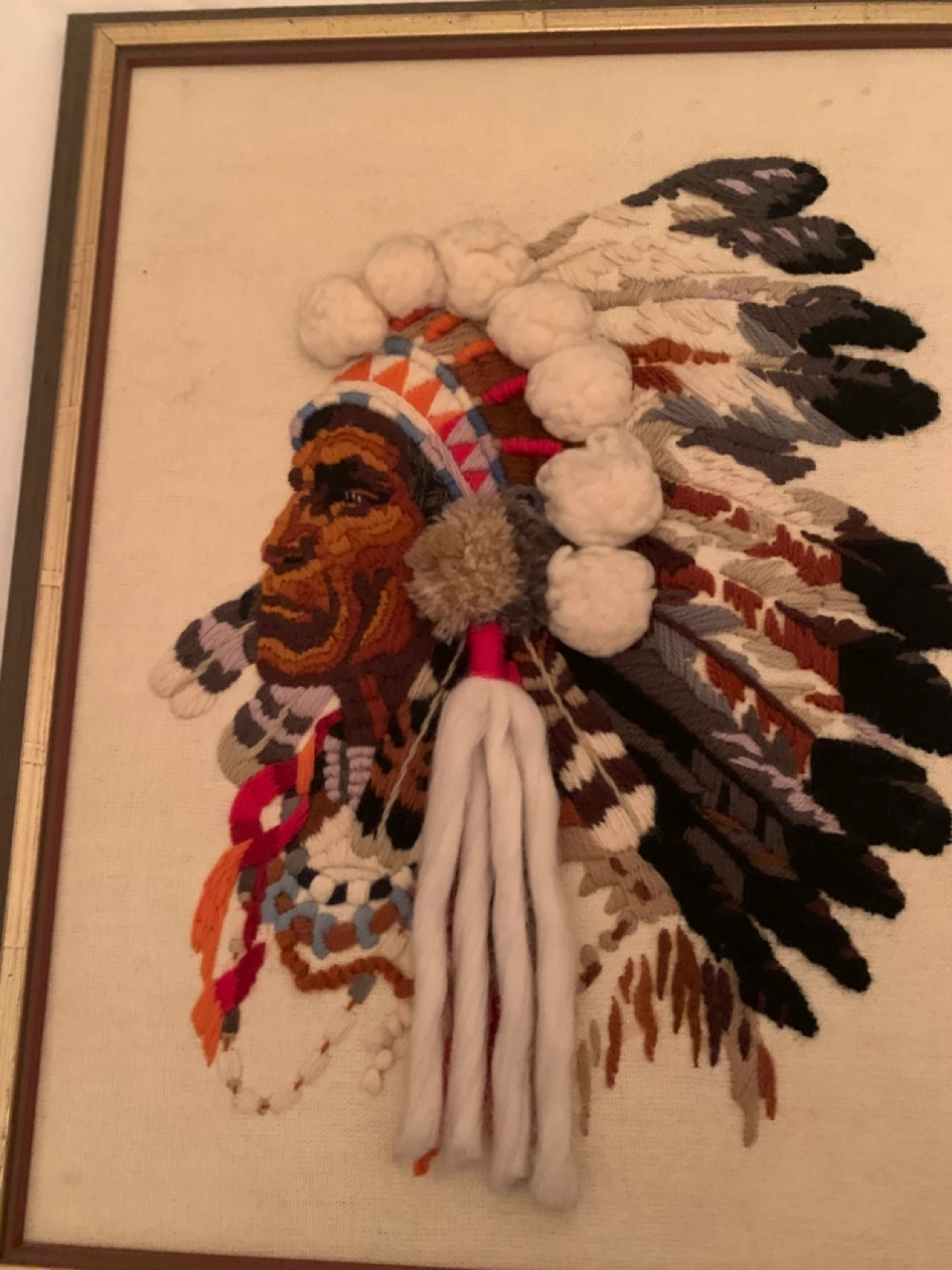 Framed Needlepoint Art - Native American Chiefs - photo 3