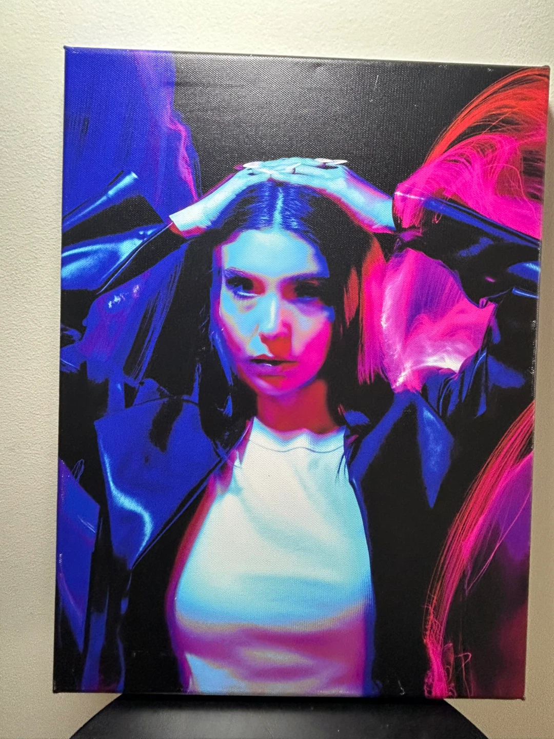 Canvas Print - Woman with Hands on Head Light Painting