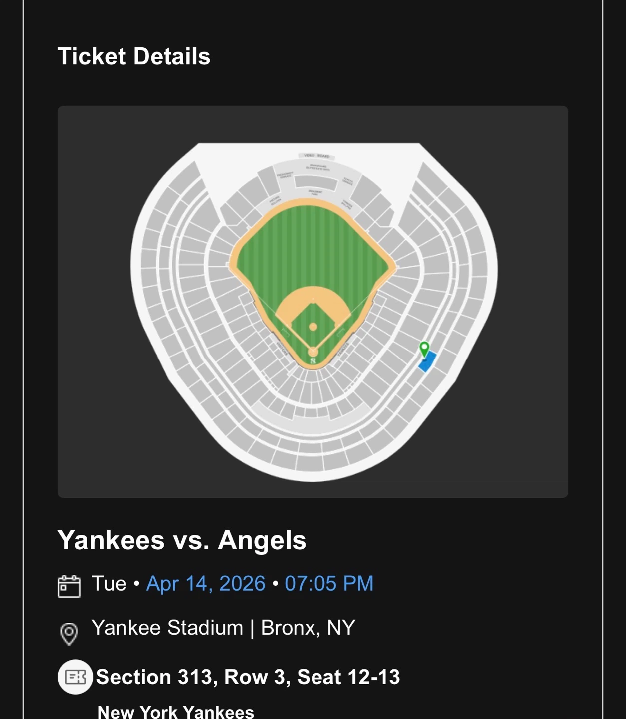 New York Yankees vs. Angels Ticket - April 14, 2026