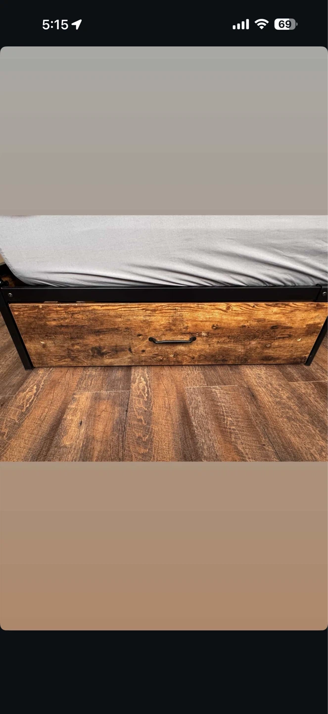 Rustic Wood & Metal Queen Bed Frame with Under-Bed Storage - photo 4
