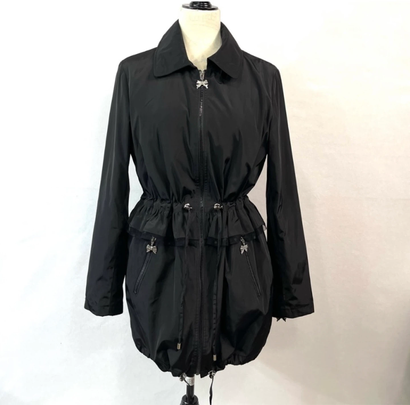 Betsey Johnson Black Ruffle Drawstring Anorak Jacket - photo 2