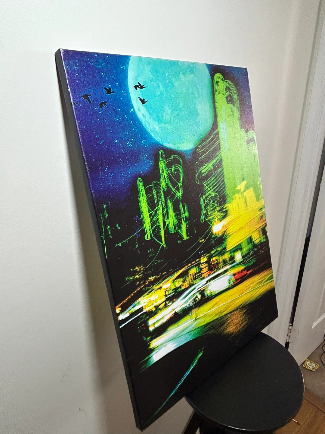 Canvas Print - Cityscape at Night with Moon - photo 2