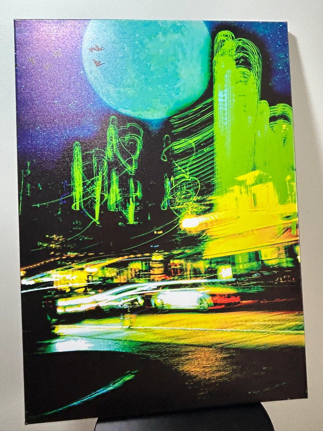 Canvas Print - Cityscape at Night with Moon