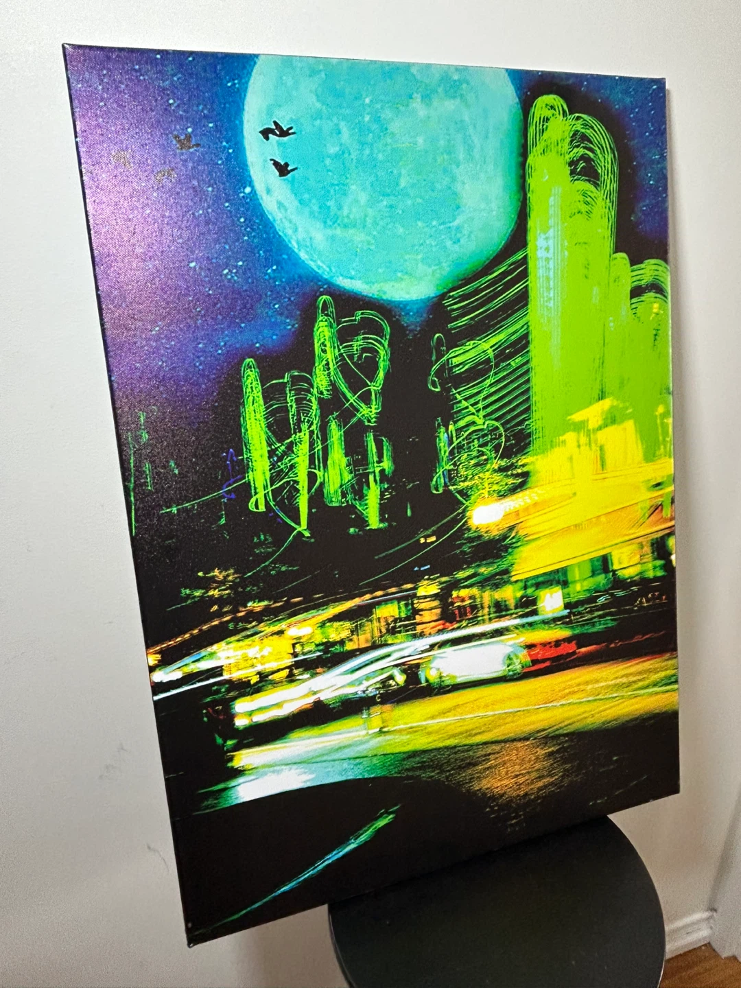 Canvas Print - Cityscape at Night with Moon - photo 4