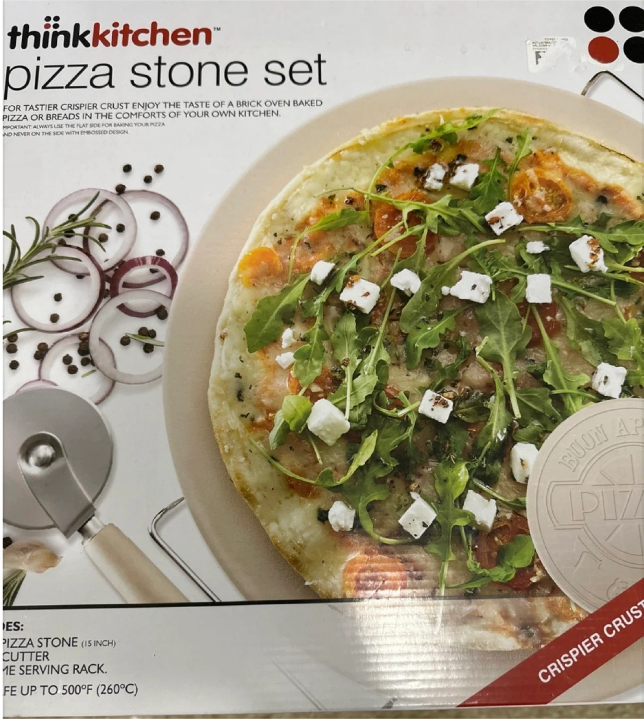 🌱 Brand New Thinkkitchen Classico Pizza Stone Set, 15" - Beige