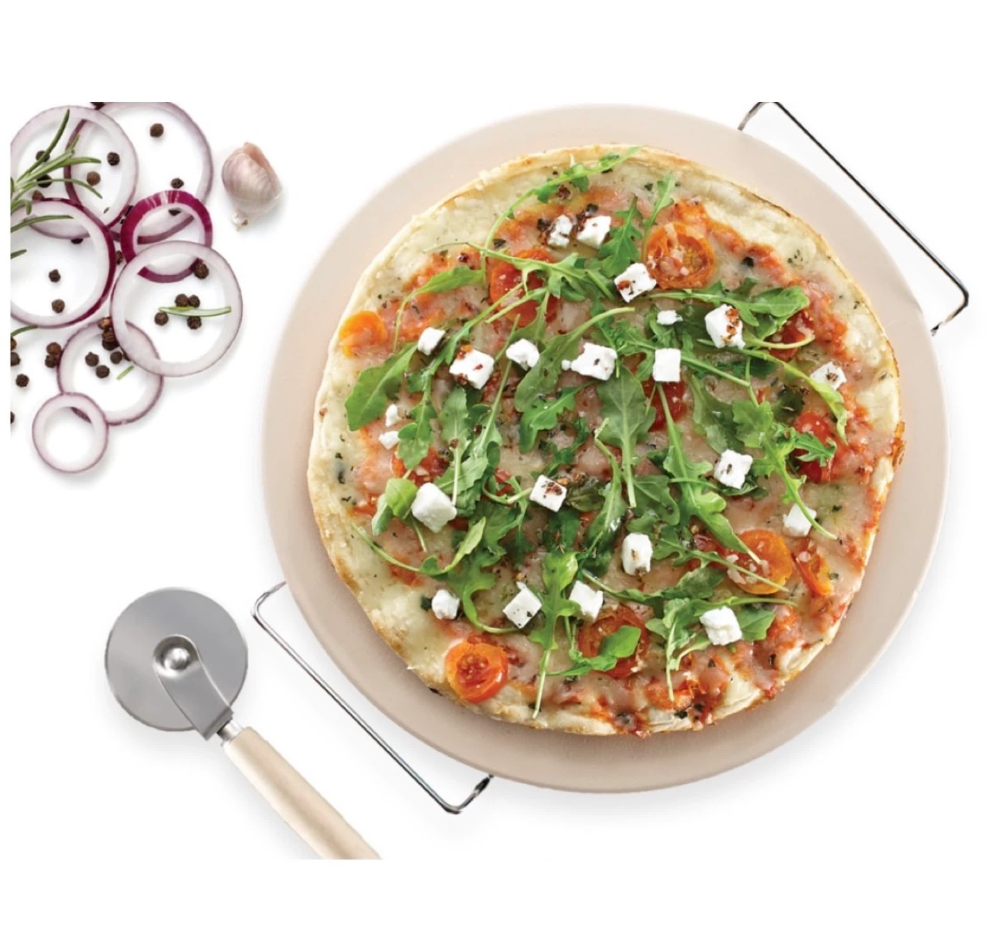 🌱 Brand New Thinkkitchen Classico Pizza Stone Set, 15" - Beige - photo 2
