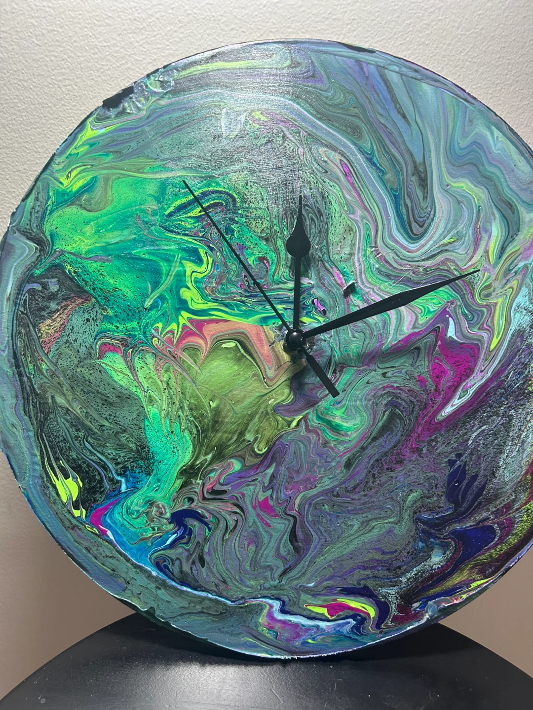 Hand-Painted Round Wall Clock - photo 3