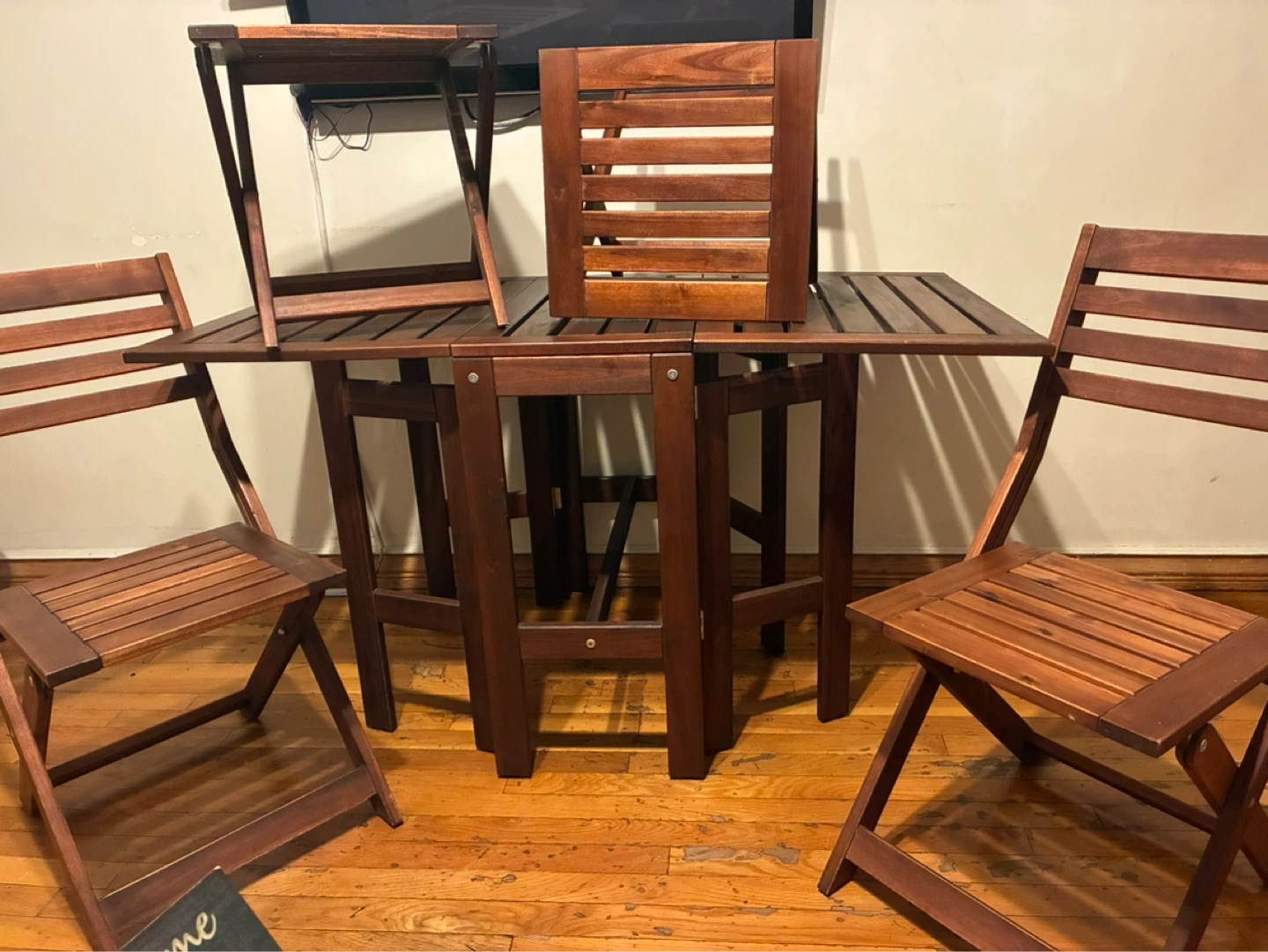 IKEA Folding table/ 2 chairs/ 2 stools