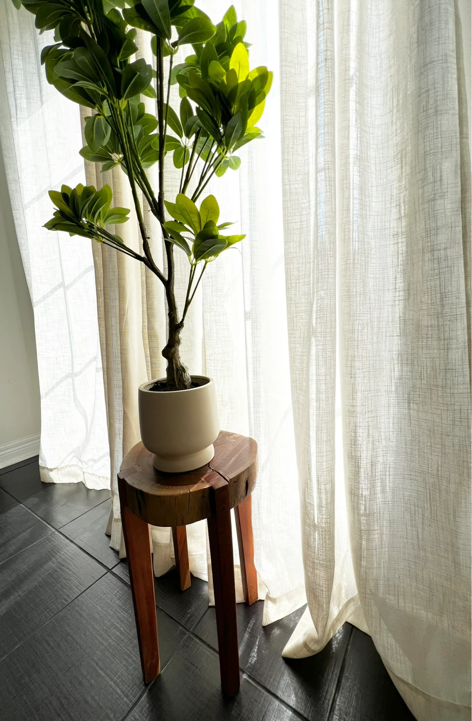 Rustic Wood Slice Accent Table
