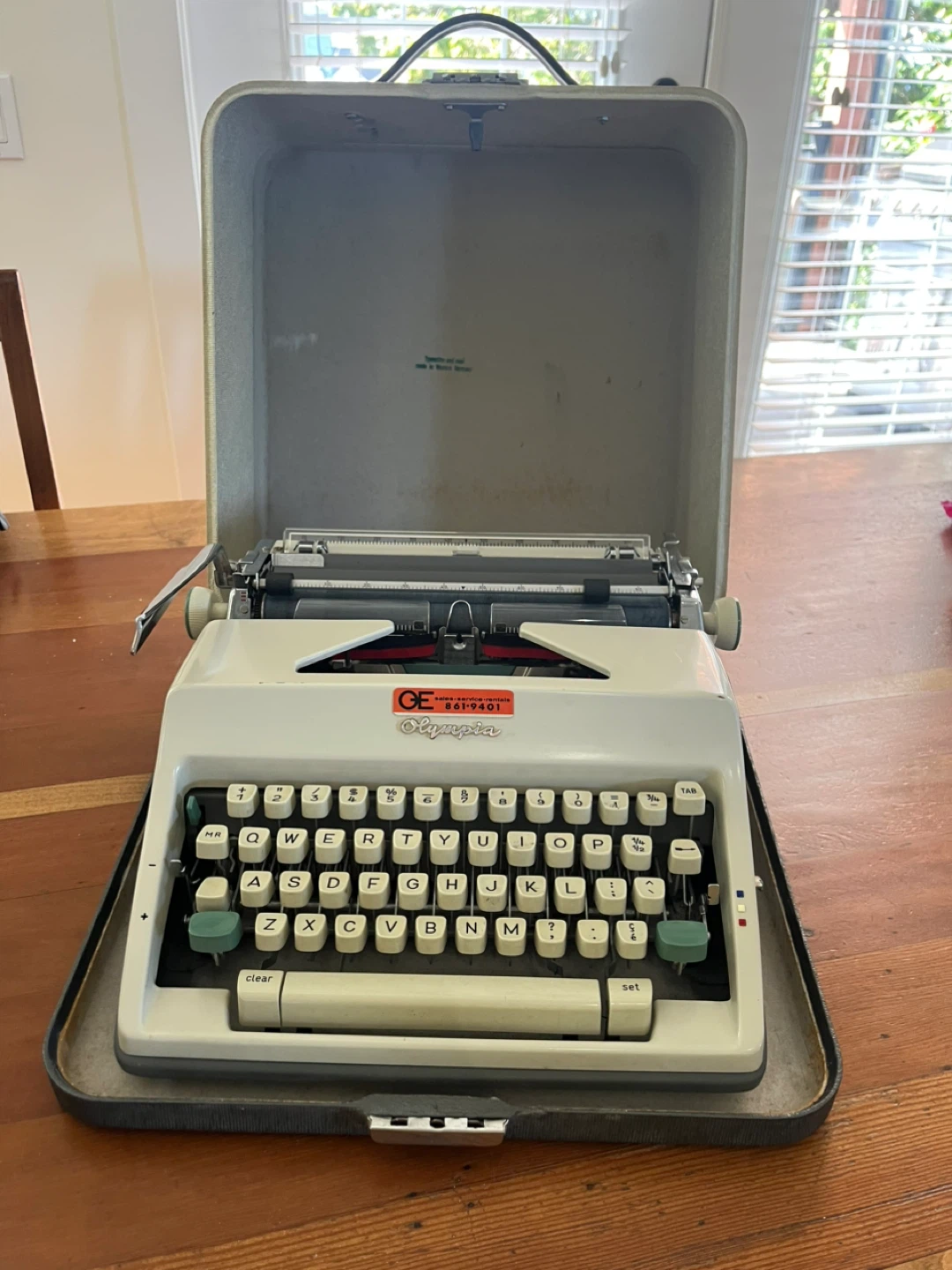 Olympia Typewriter with Case - Made in Western Germany