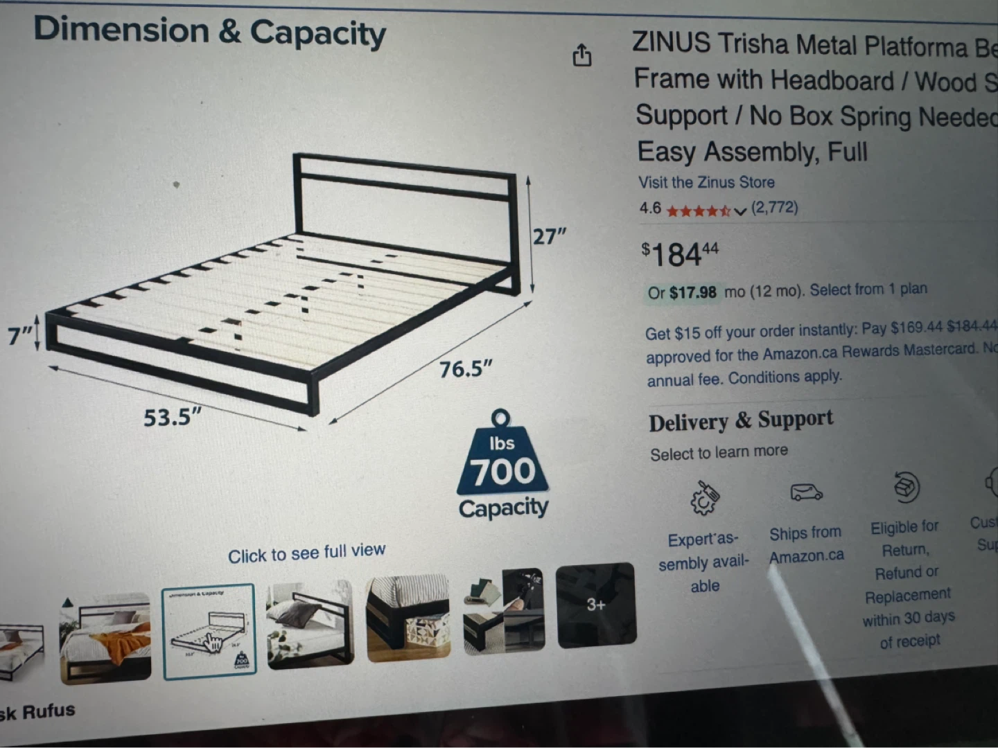 Zinus 7” Bedframe (Full/Double) - photo 2