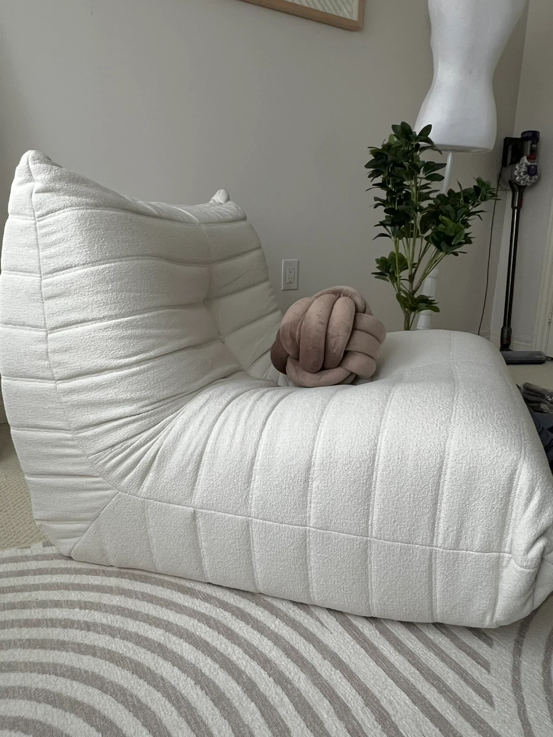 Togo White Bouclé Floor Chair