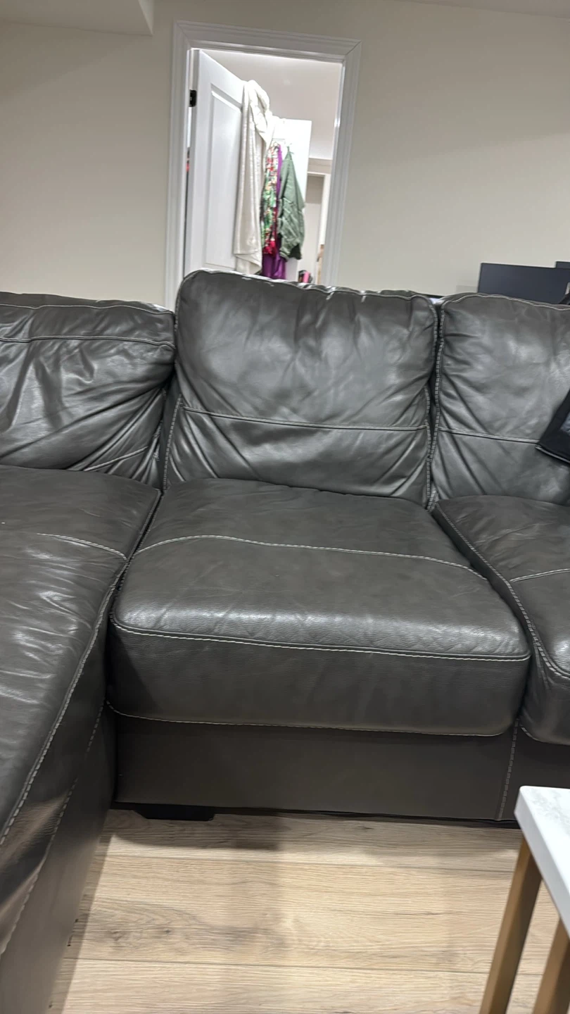 Dark Brown Leather Sectional Sofa with Chaise - photo 2