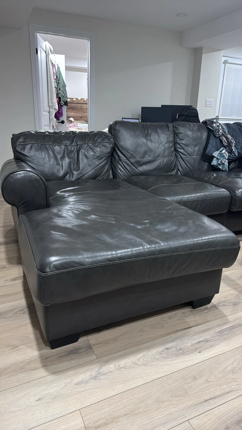Dark Brown Leather Sectional Sofa with Chaise - photo 5