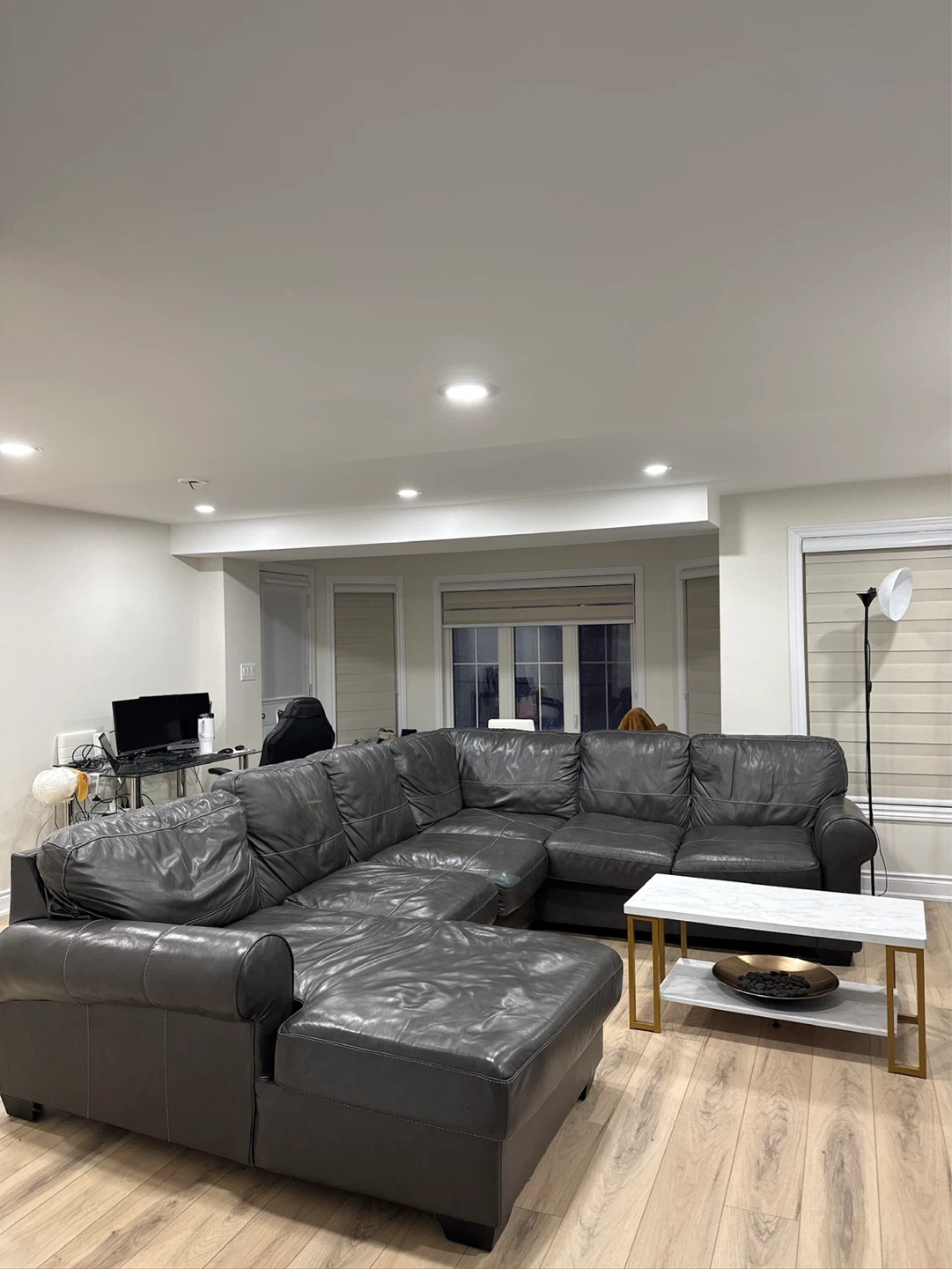 Dark Brown Leather Sectional Sofa with Chaise - photo 3