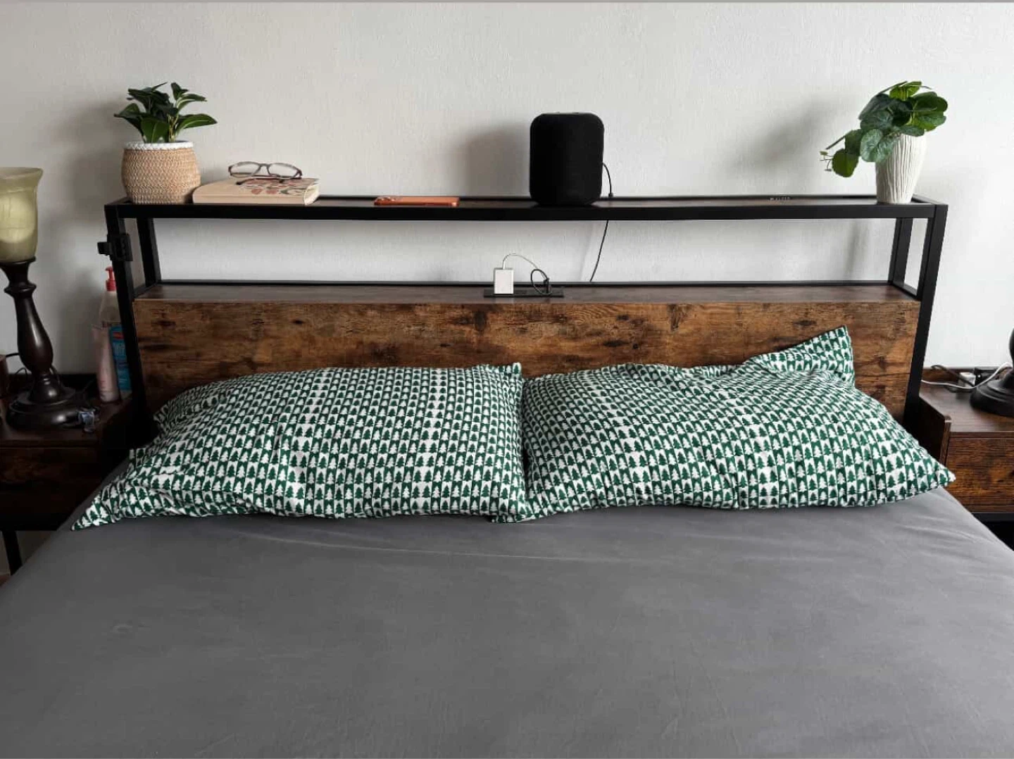 Rustic Wood & Metal Queen Bed Frame with Under-Bed Storage - photo 2