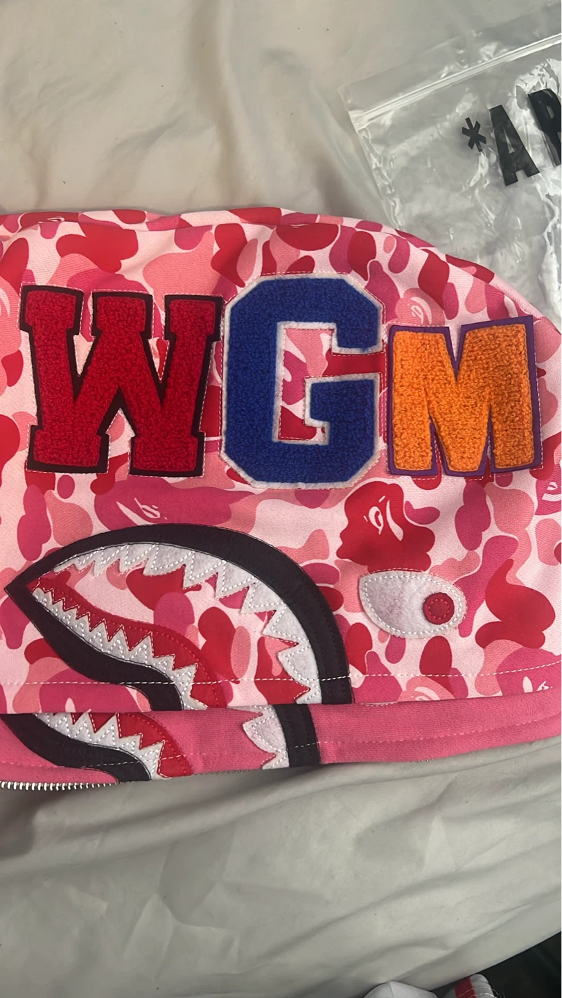 BAPE Pink Camo Shark Full Zip Hoodie size-M - photo 4