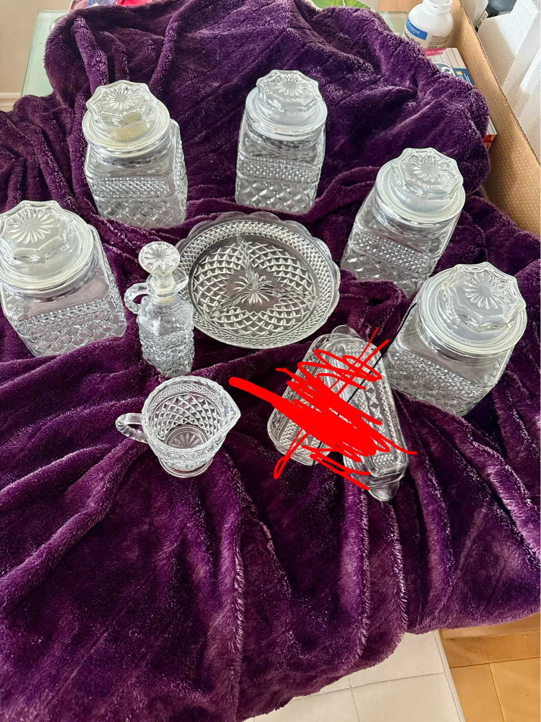 Glass Canister Set with Divided Tray and Creamer