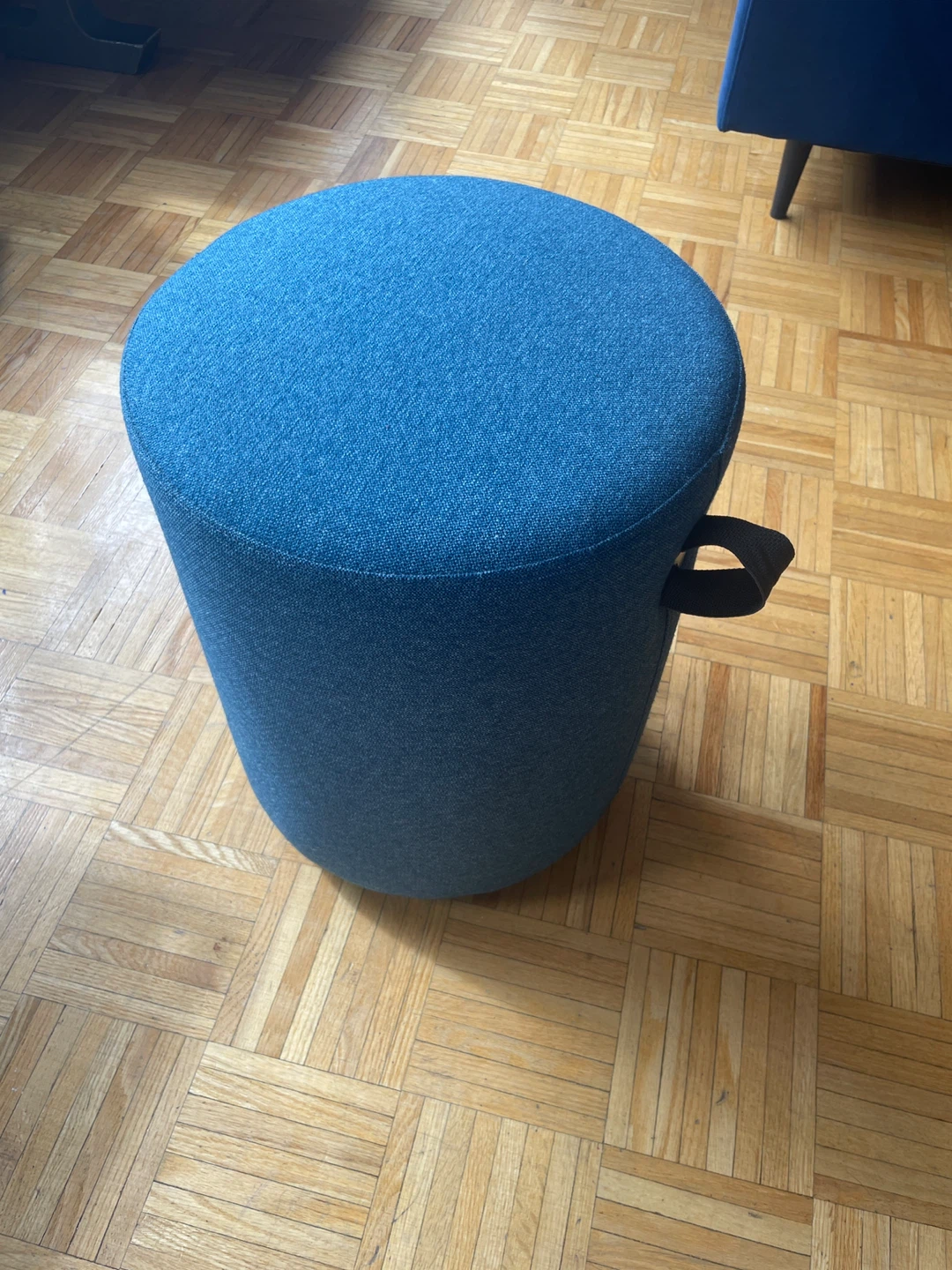 Blue Fabric Ottoman Stool with Handle - photo 5