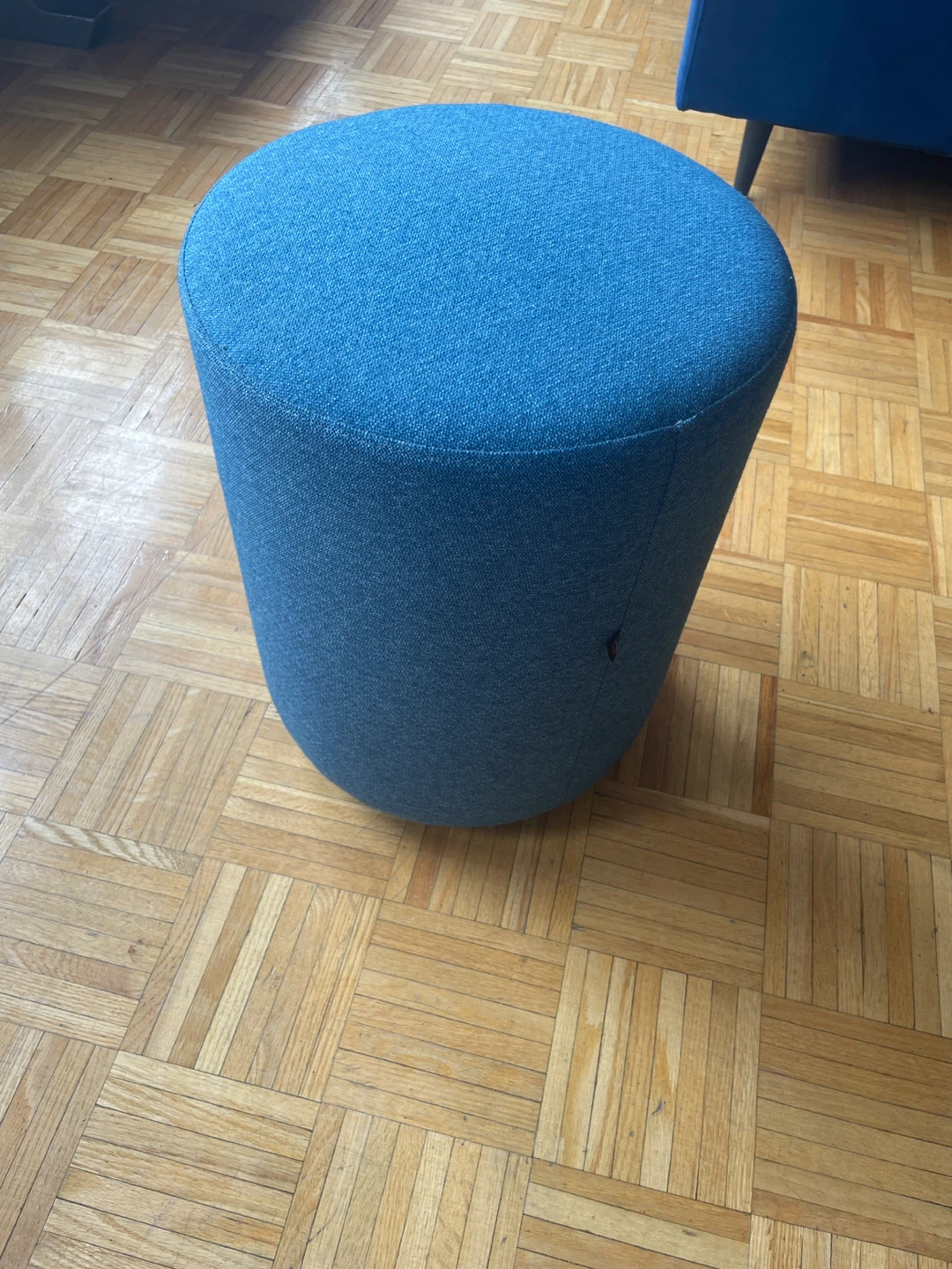 Blue Fabric Ottoman Stool with Handle