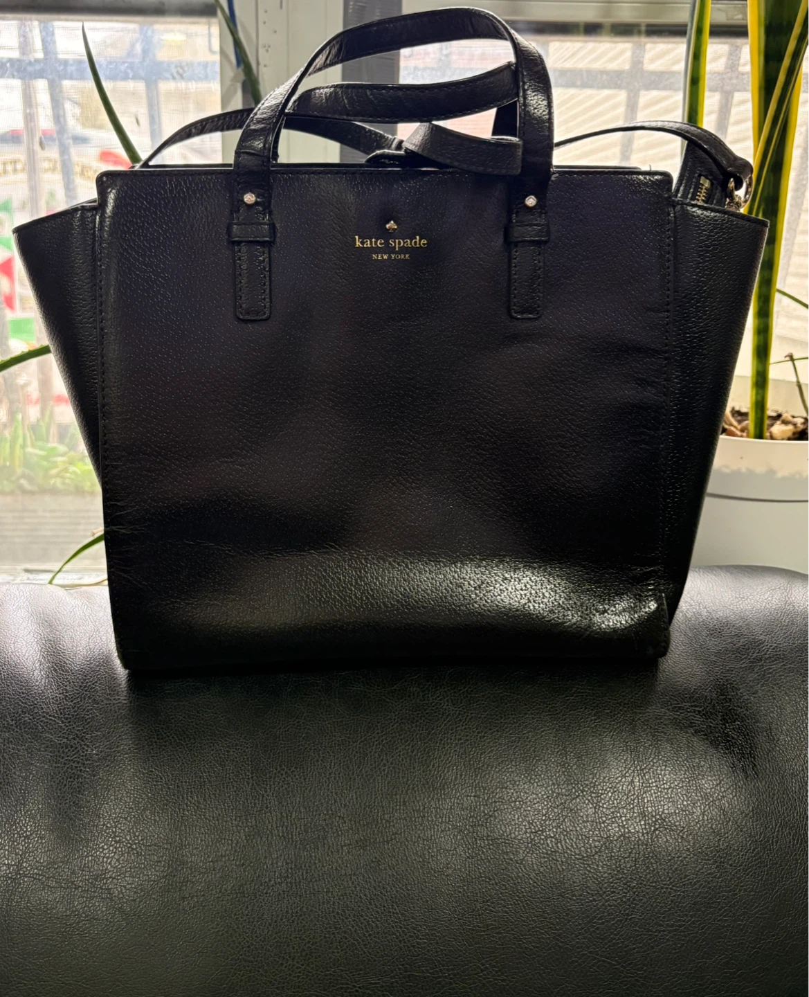 Kate Spade New York Black Leather Tote Bag