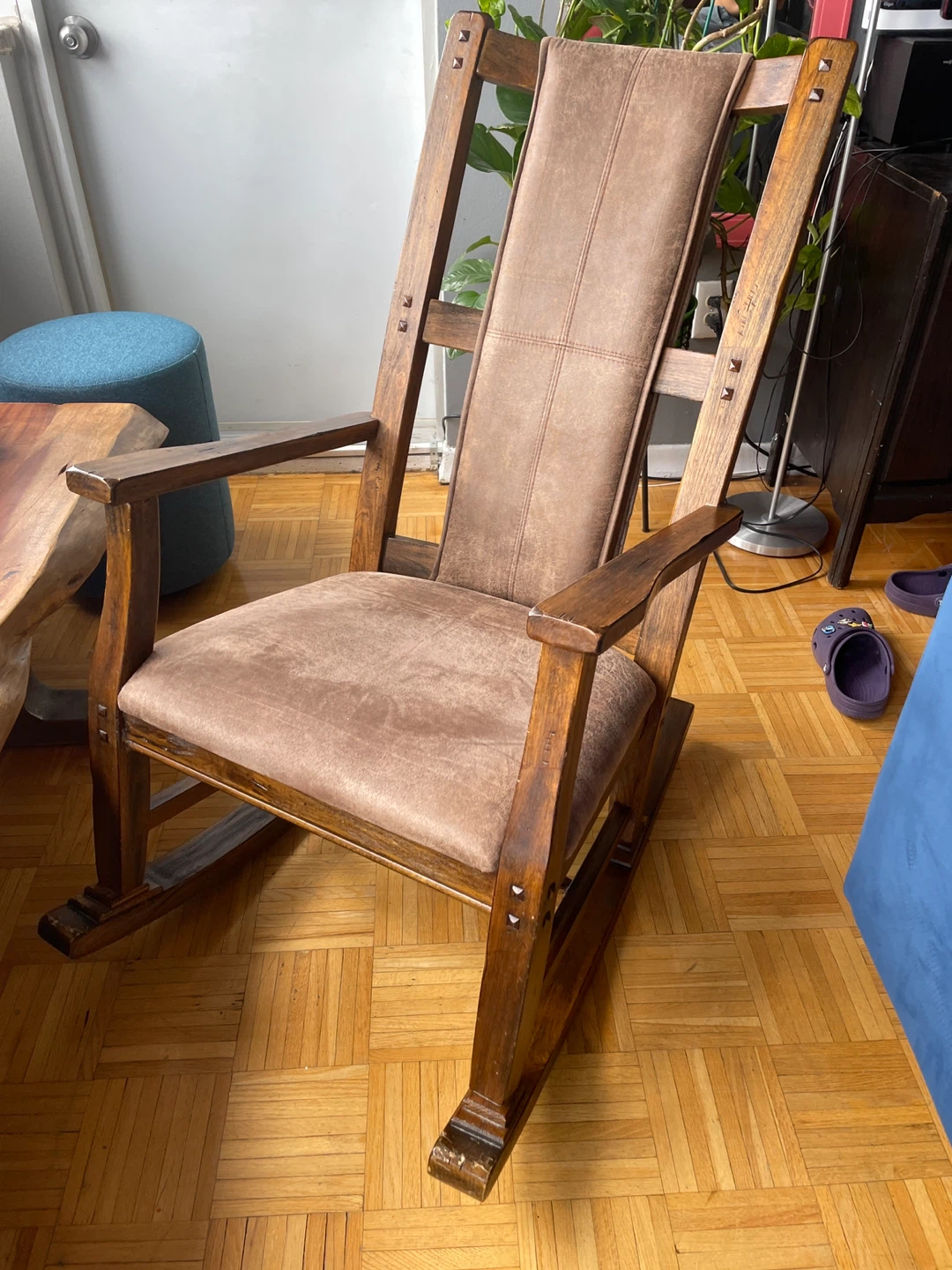 Wooden Rocking Chair with Padded Seat and Back - photo 2