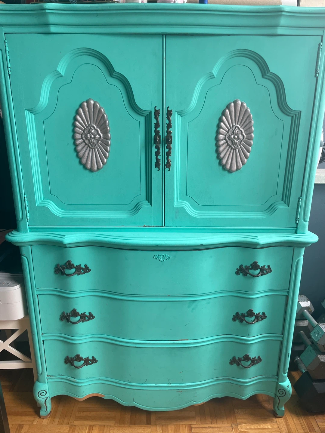 Antique Armoire Dresser with 6 Drawers