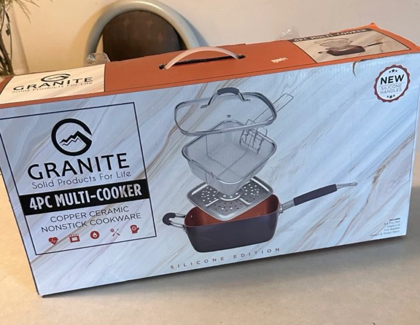 🌱 Brand New Granite 4pc Copper Ceramic Nonstick Multi-Cooker Set