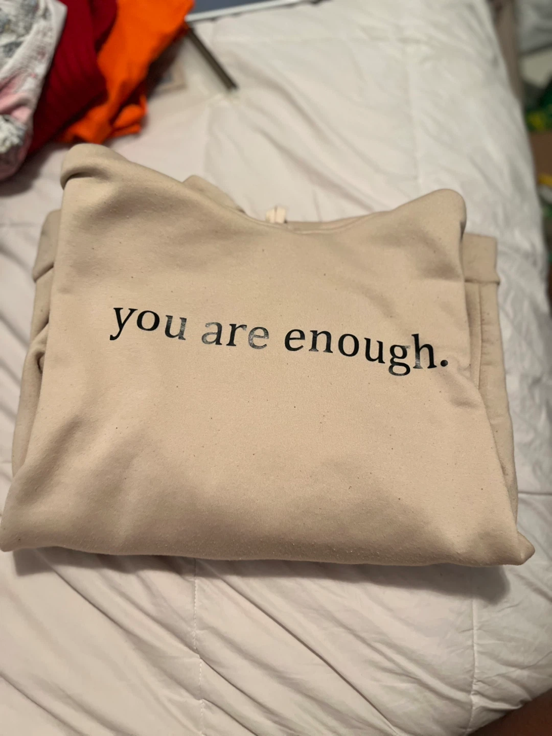 Unisex Cream "You Are Enough" Hoodie