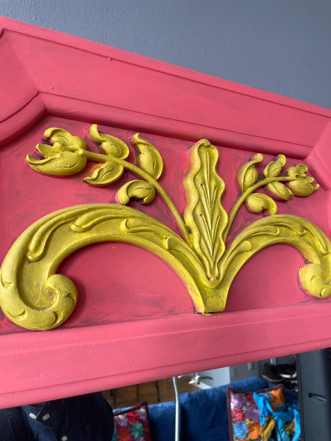 Pink and Yellow Ornate Mirror - photo 2