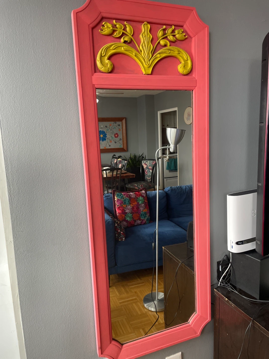Pink and Yellow Ornate Mirror