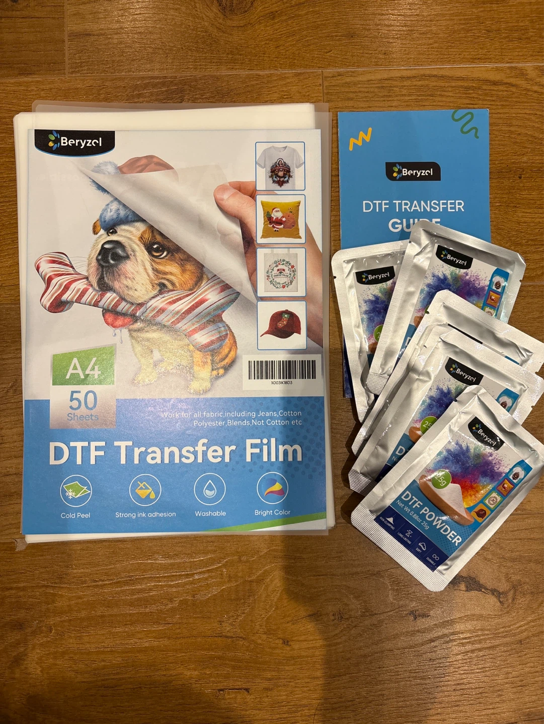 Beryzol DTF Transfer Film & Powder Kit (A4, 50 Sheets)