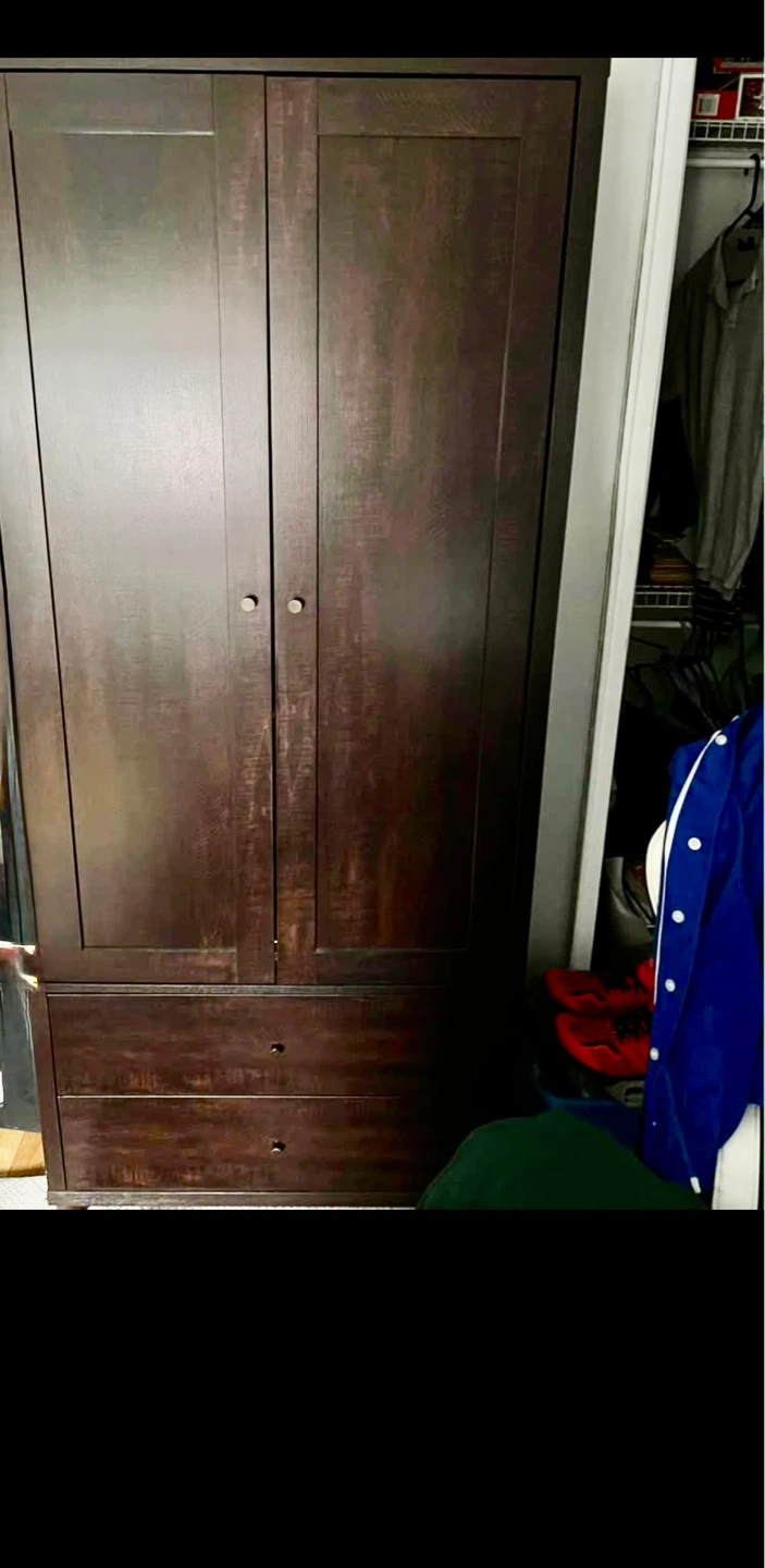 Dark Wood Armoire with Drawers