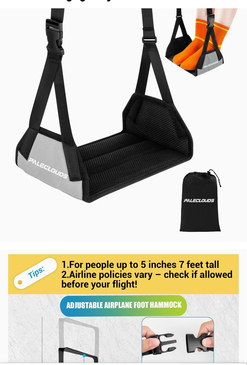 PALECIOUDS Upgraded Airplane Foot Hammock - photo 2