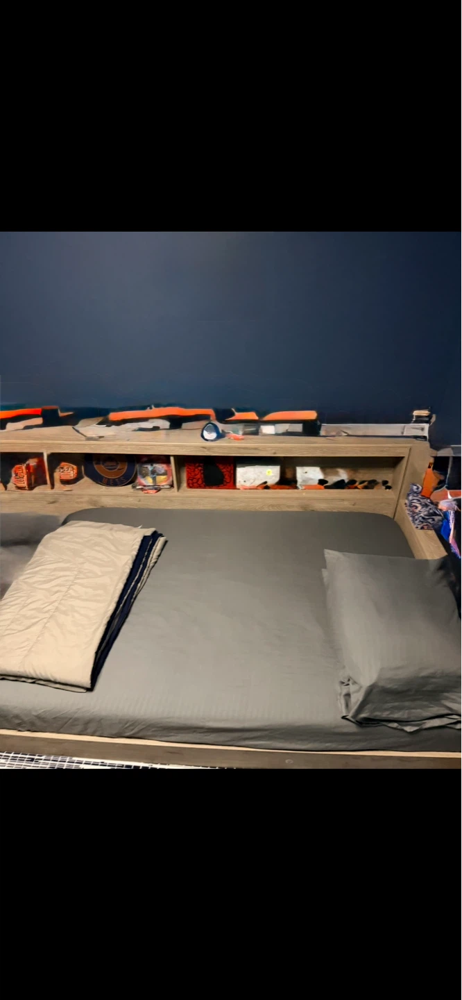 Full Bed Frame with Storage Headboard
