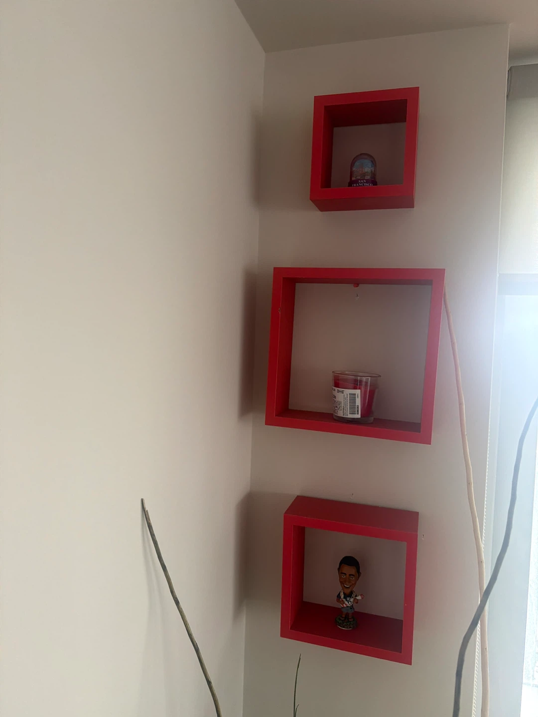 Red Square Corner Shelves (Set of 3)