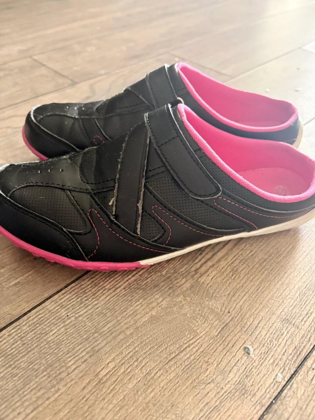 Women's Black Mules with Pink Accents Size 38