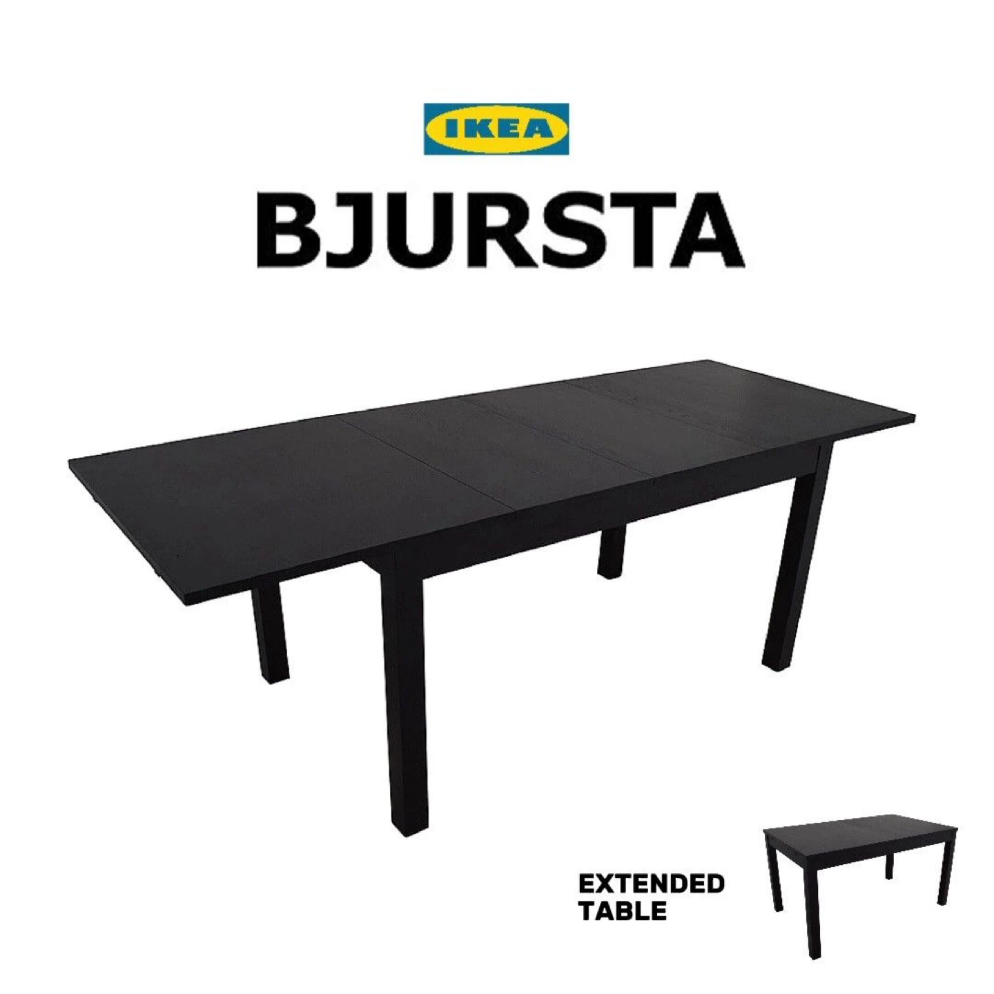 IKEA BJURSTA Extendable Dining Table - Black-Brown - photo 2